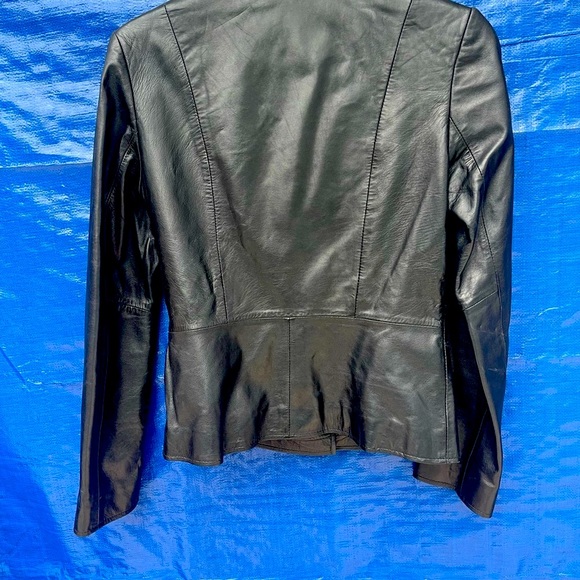 NWOT Kenneth Cole black leather blazer jacket button up coat XS - Picture 16 of 17